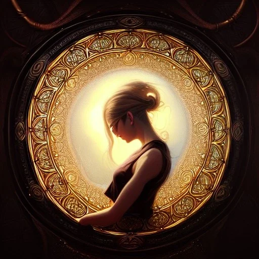 magic portal, glistening oiled shiny, intricate, Exquisite details and textures, highly detailed, digital painting by WLOP, Artgerm, Rembrandt, 8k