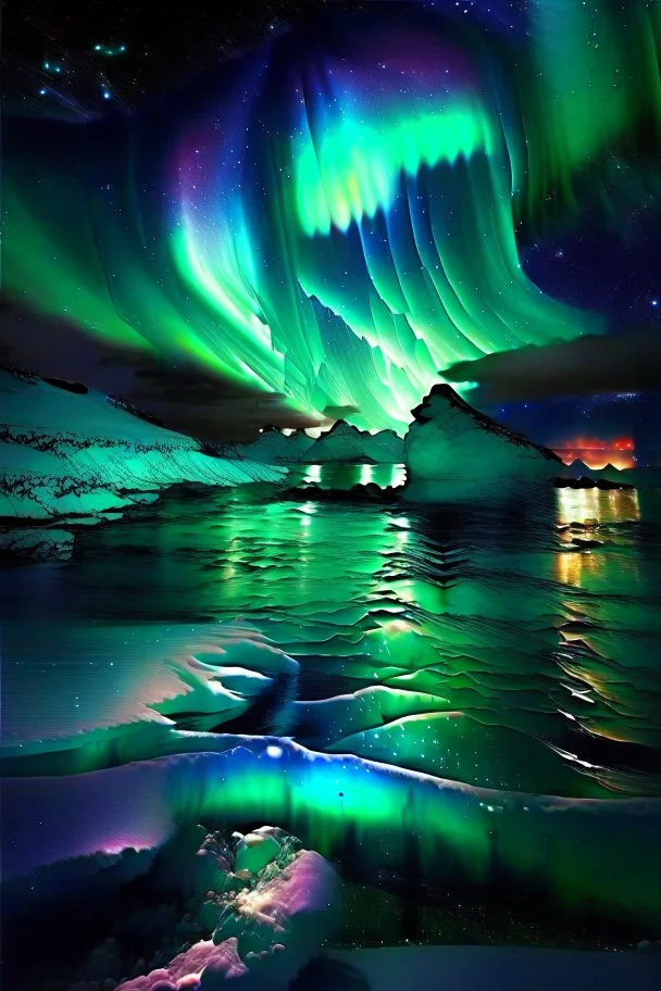 Exotic seas reflecting strange auroras