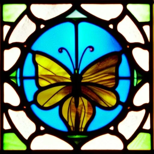 stained glass window of butterfly