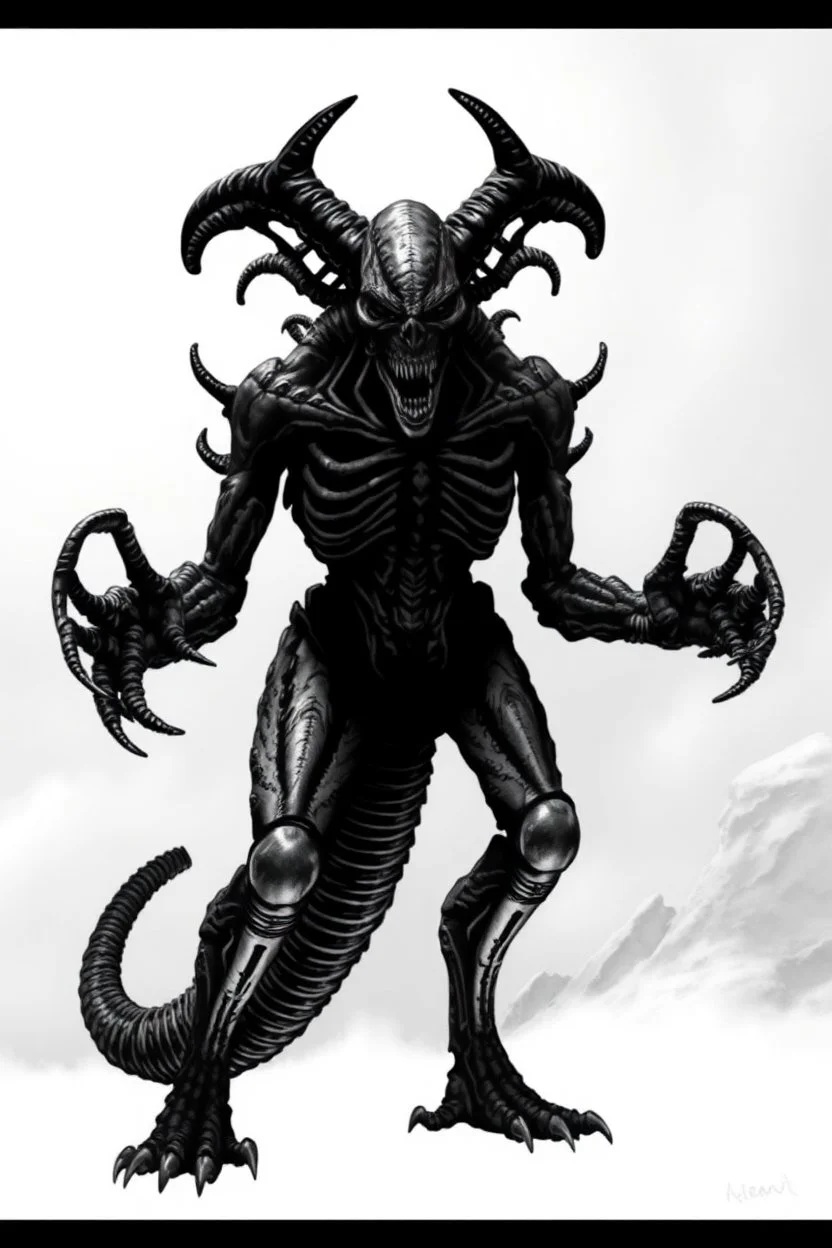 Monster, in H. R. Giger's graphics, full body