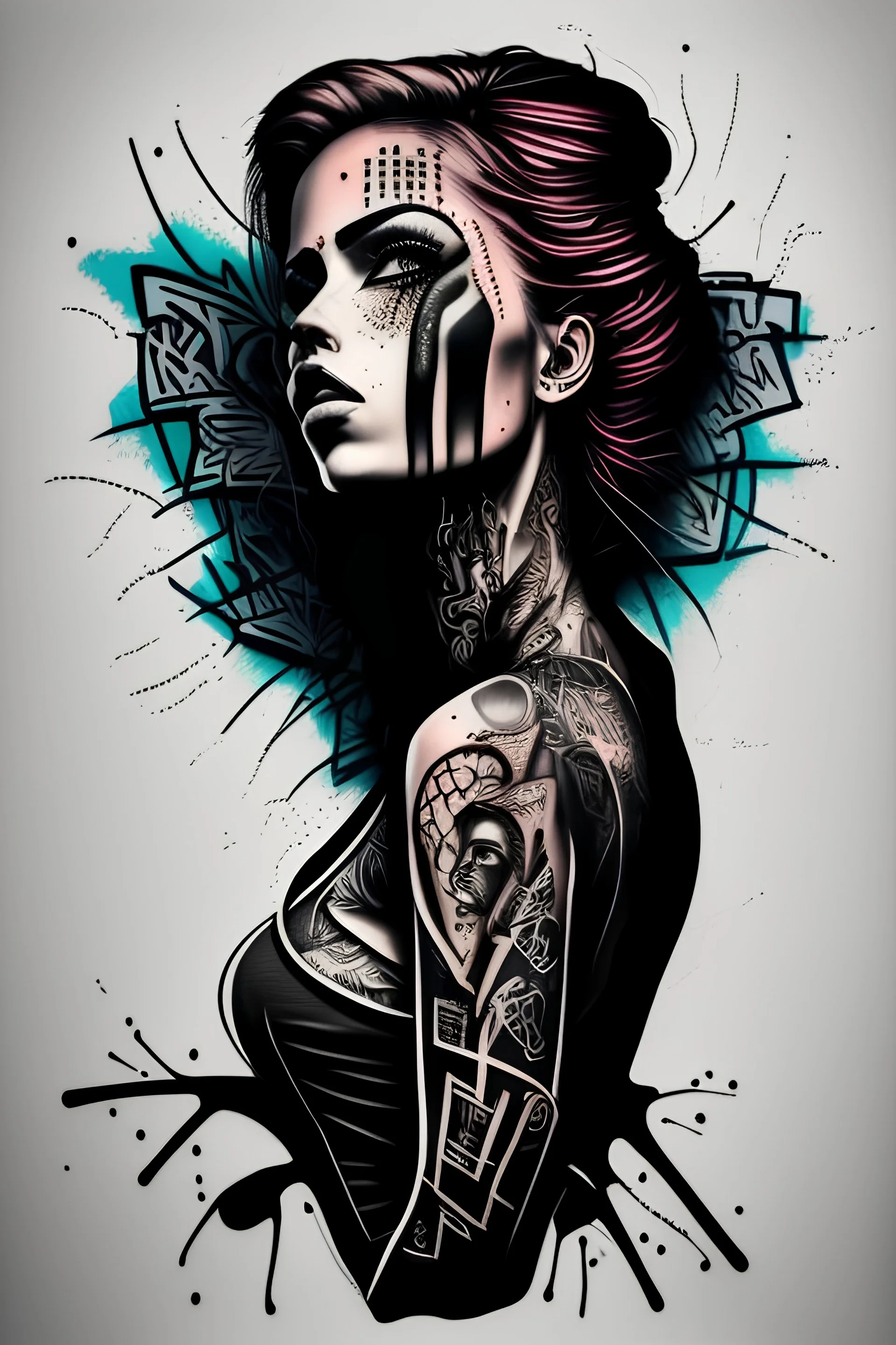 graffiti woman with tattoo