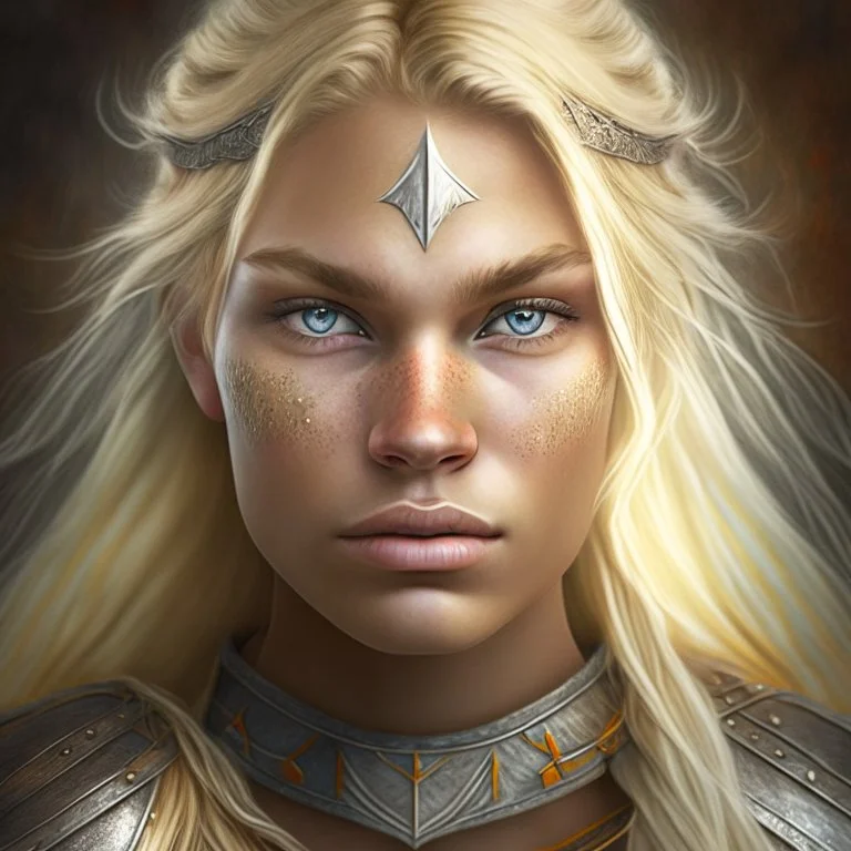 Portrait of a beautiful blonde warrior