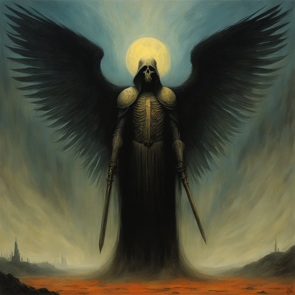 [art by Zdzisław Beksiński] Angel of Death from Hellboy The Golden Army