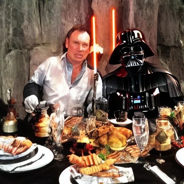 Darth vader together Indiana Jones dinner