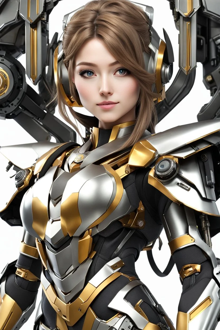 Front view excited realistic HD photograph,beautifull angel mechines,realistic photo beautiful anime digital human anime woman,full body,mechanical armor silver chromecast shine.style: details digitalphoto