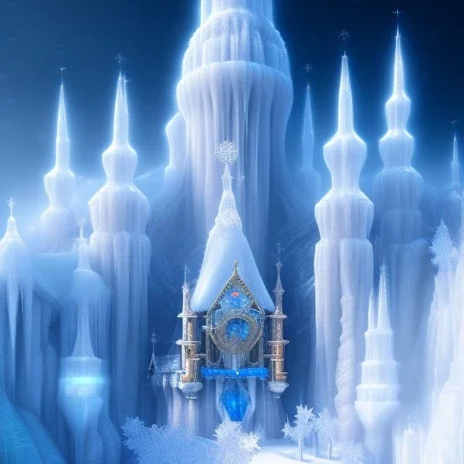 ice kingdom digital painting,a crystal - clear ice, majestic, ice fractal palace, zoom in ,realistic fantasy photograph hyper detailed, artstation, concept art