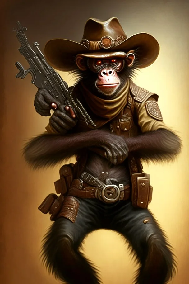 bounty hunter monkey cowboy with pistols