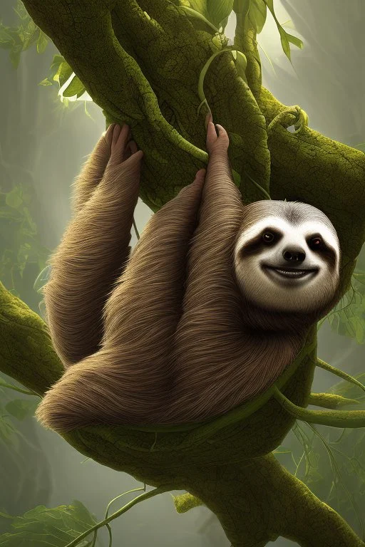 Sloth hanging from tree