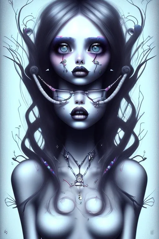 Girl drawn by Tim Burton