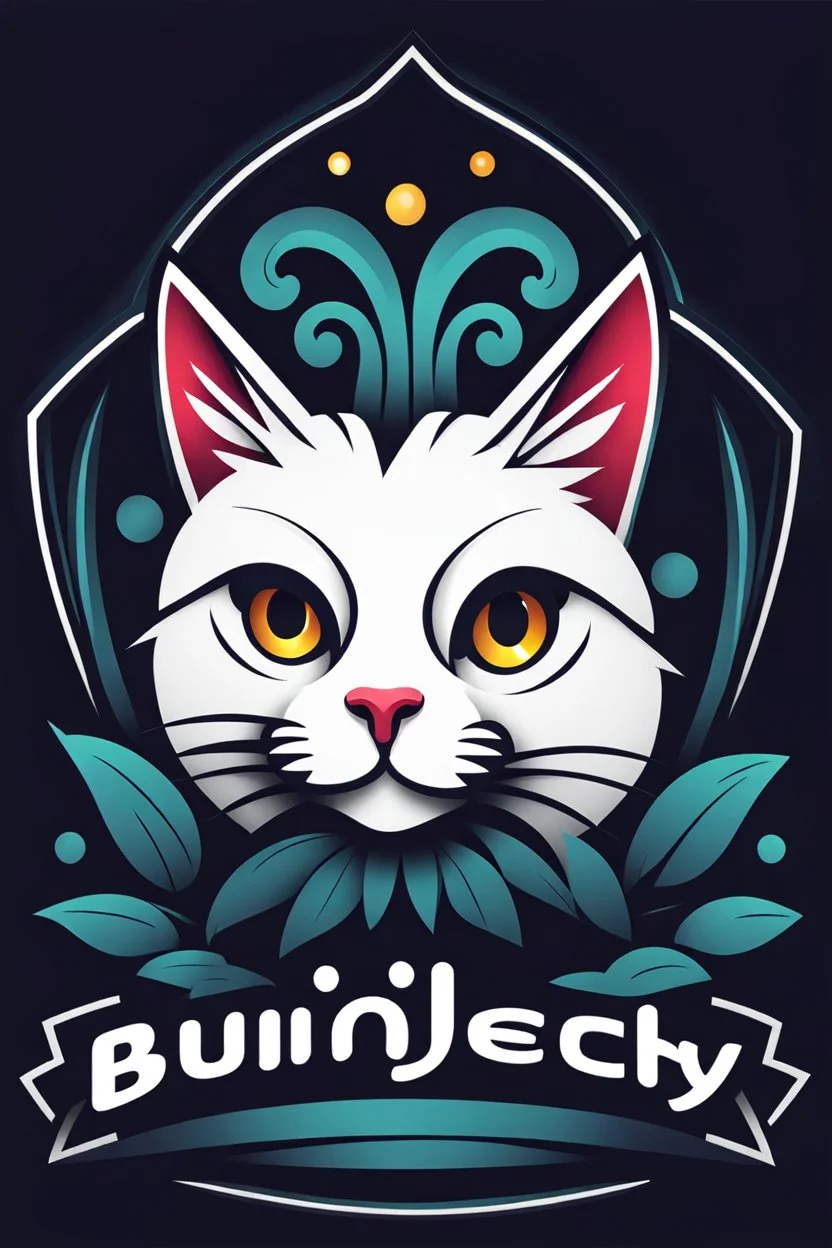 logo design, bunchy, 3d lighting, white cat, highly detailed face, cut off, symmetrical, friendly, minimal, round, simple, cute