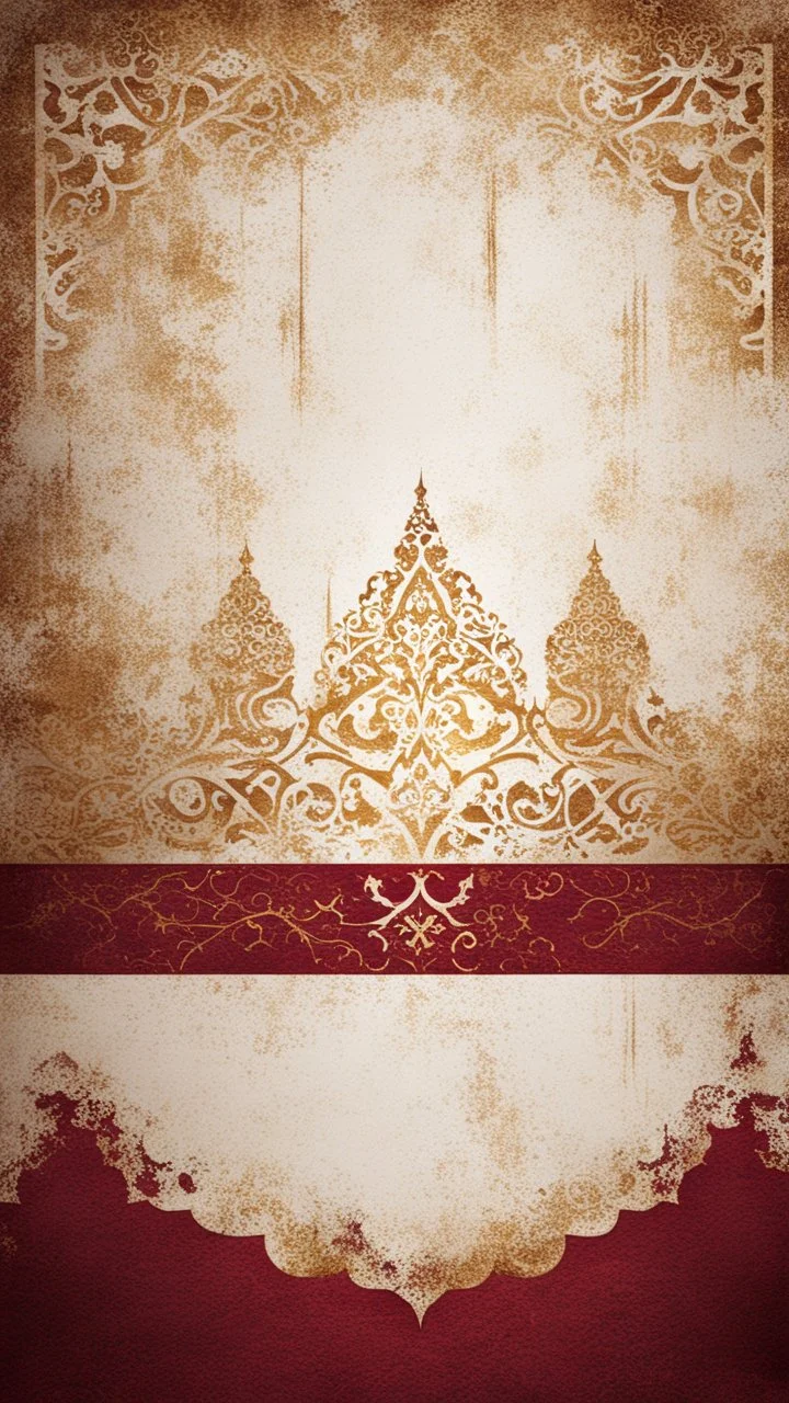 Hyper Realistic White, Golden & Maroon Islamic Sufi Rustic Grungy Background & vignette effect