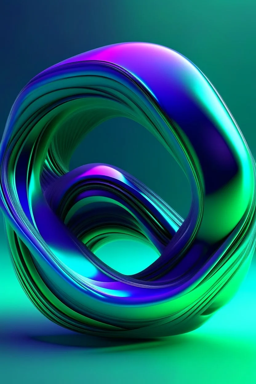 3d abstract space streamlined shape in blue green violet colors infinity