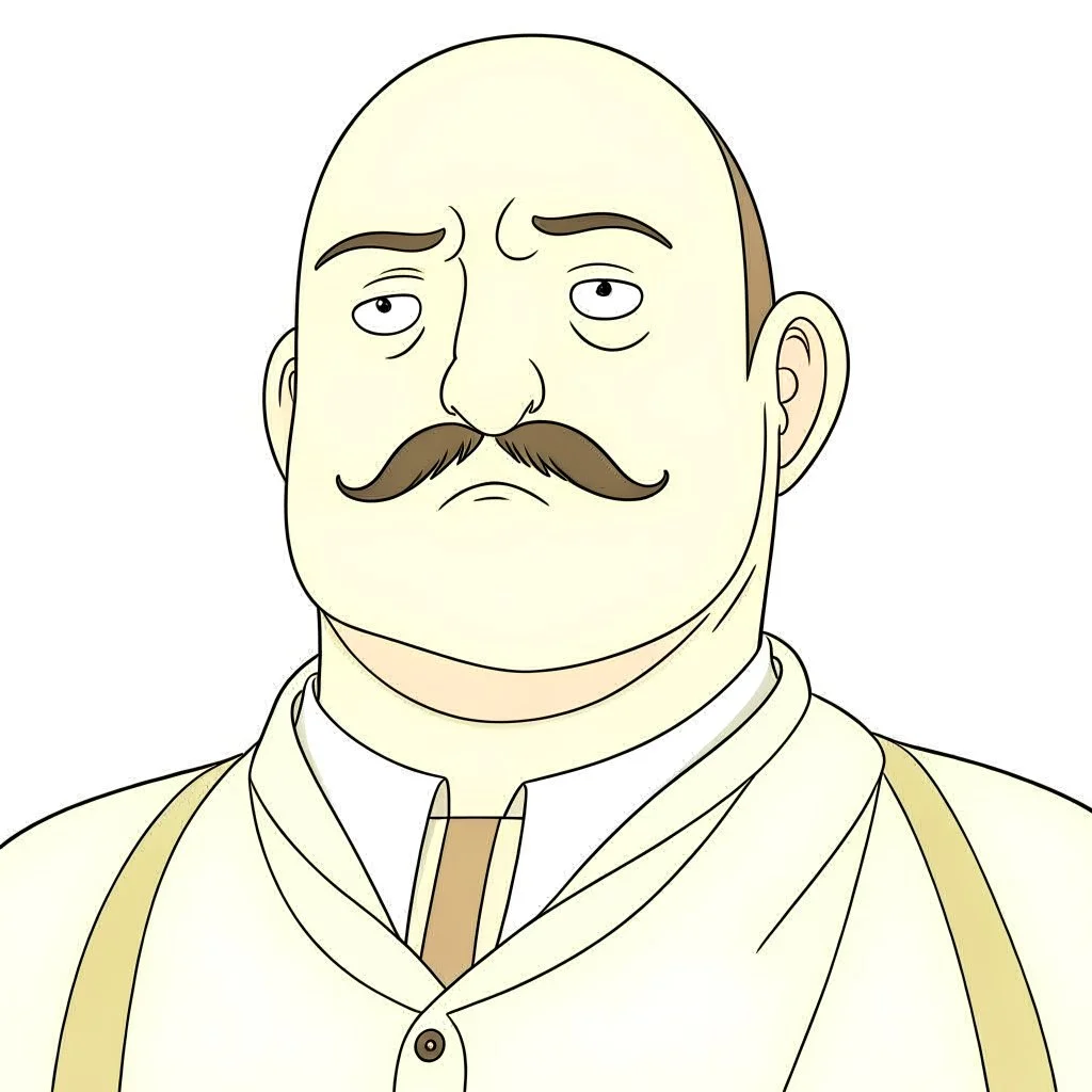 A fat balding Italian man with mustache anime