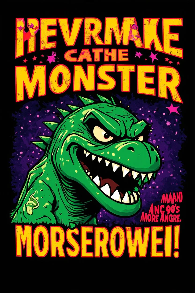 can you make the monster more angry and more 90s style, angry fast, extreme