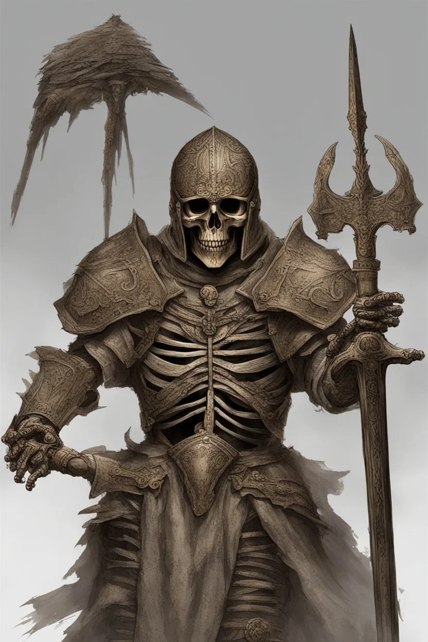 Ancient skeleton warrior knight psyckic