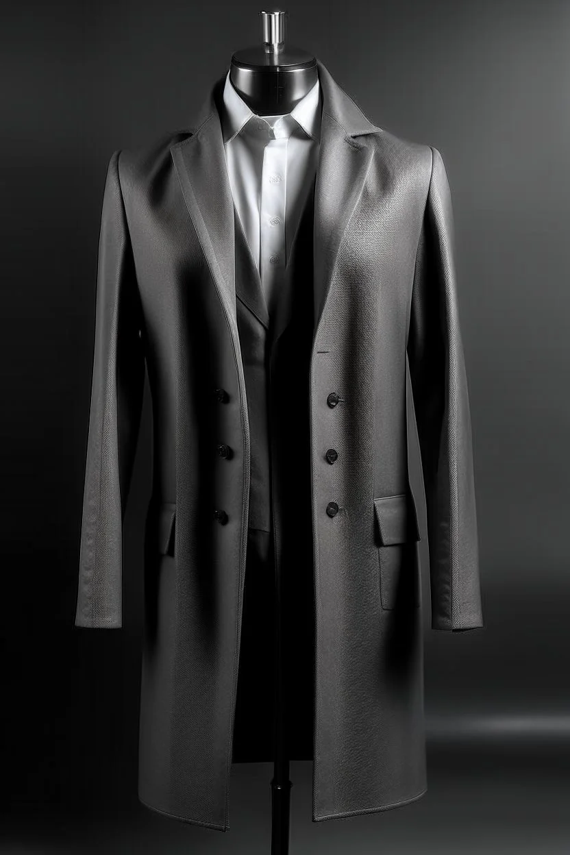 Man's large long blazer coat with grey setin on top