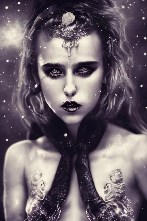 Danish singer MØ face, darkness style witch