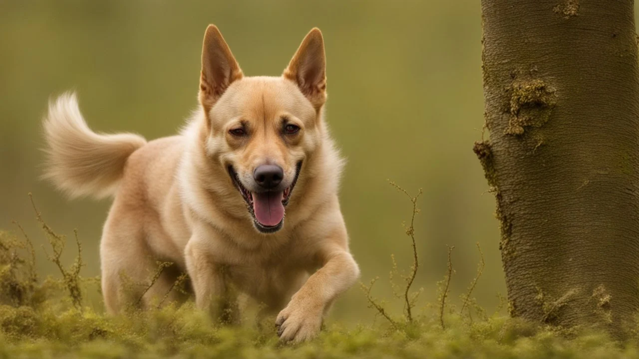 laughing dog in the beech