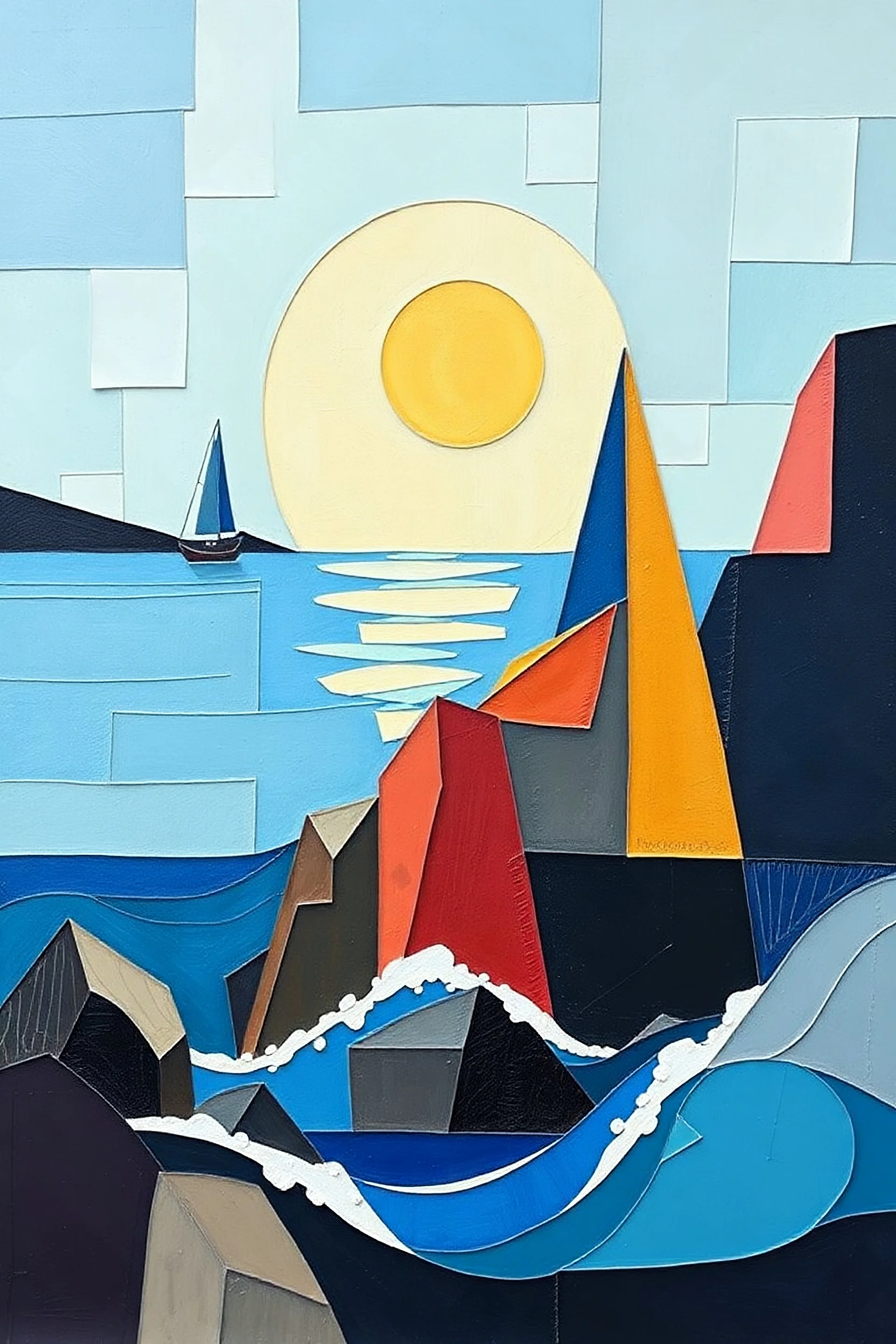 Cubism art sea