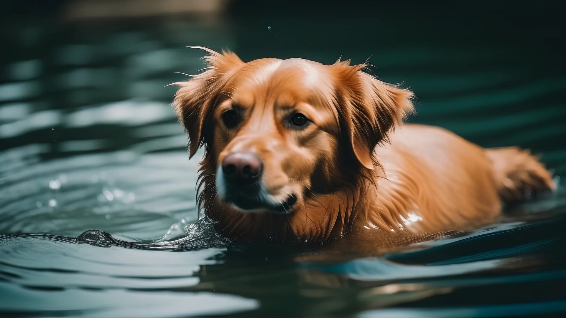 a swimming dog