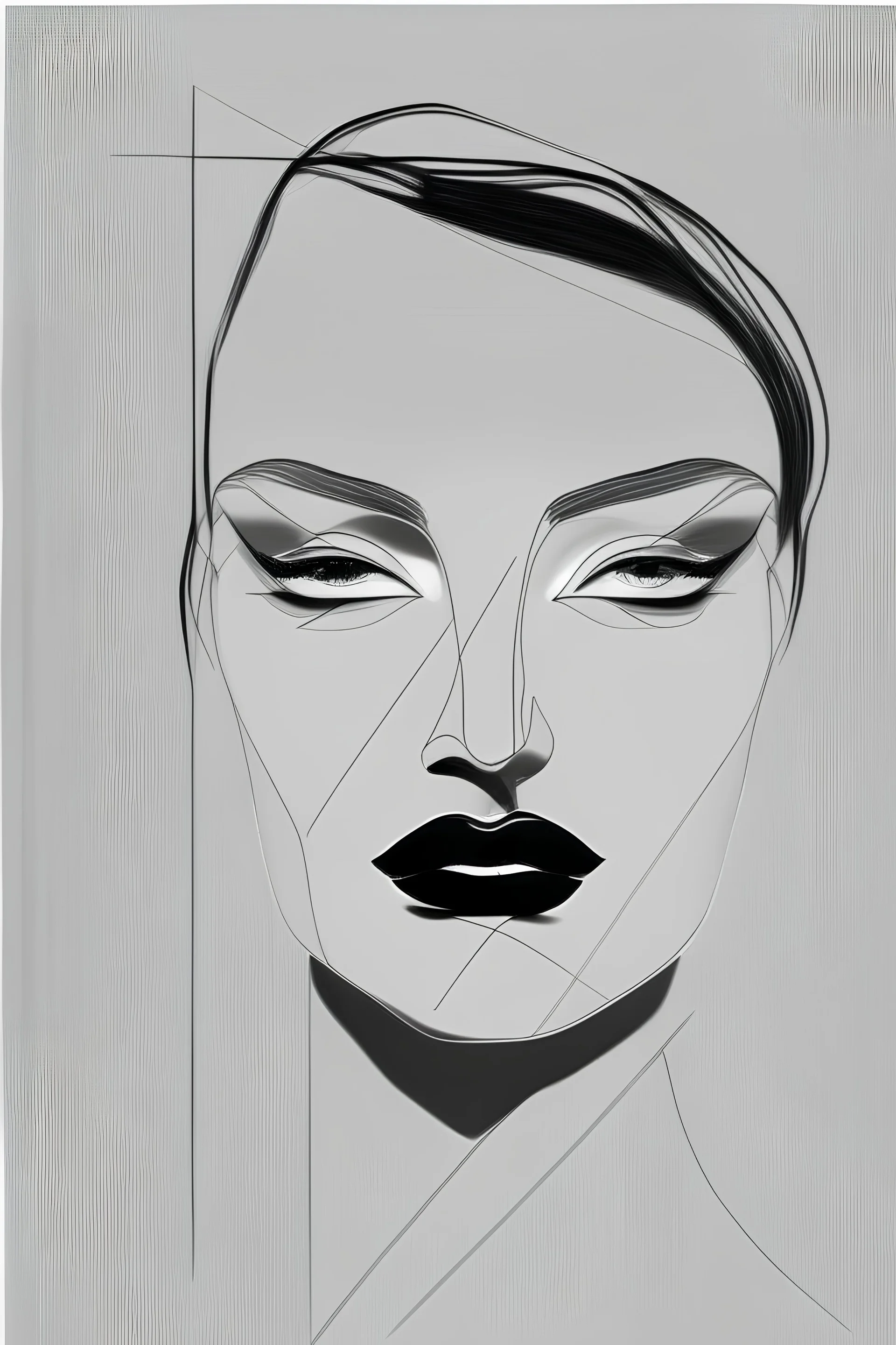 Draw nester formentera style for face shape with vertical black line