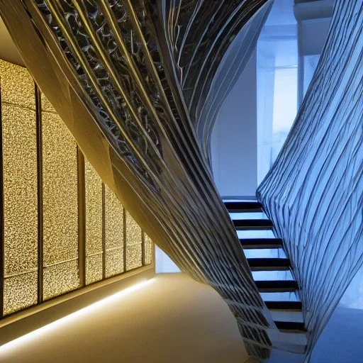 10 Grenelle, biomorphic structure , staircase ,bioluminescence, centrepiece,France, interior design, Les Echos, Le Parisien, LVMH, media division, minimalist, palace environment, parametric sculpture, Paris, refined details, metallic backround , masterpiece of Ora Ito