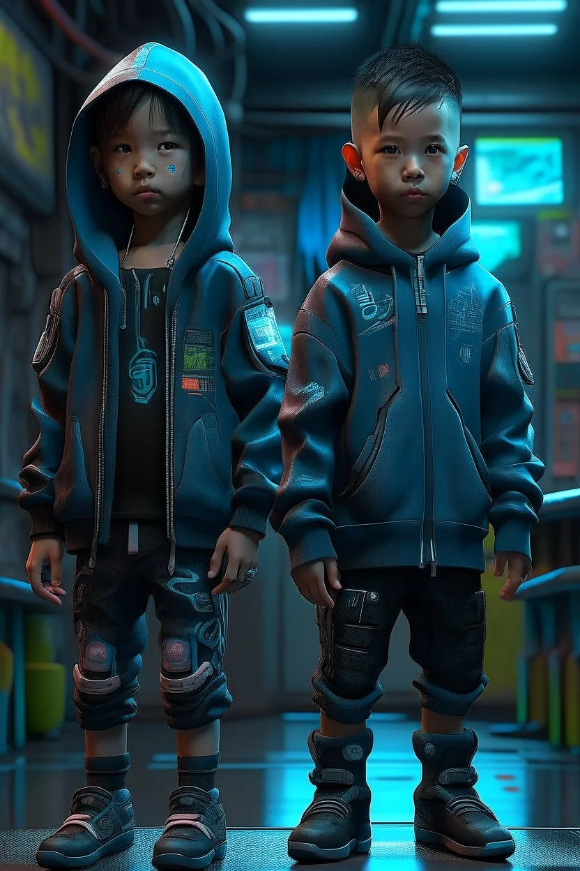 cyberpunk kids indonesia, 8k, realistic, full body