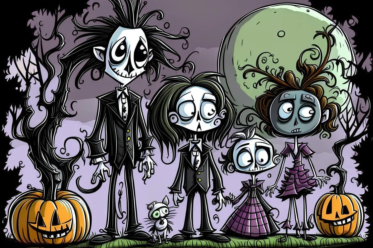 Halloween Tim Burton style in color