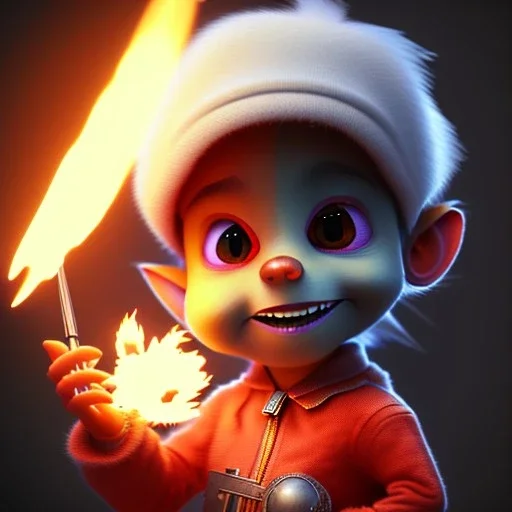 Concept art of Little fire-boy (Pixar art style)++, highly detailed, digital painting, art stations, concept art, smooth, unreal engine 5, god rays, ray tracing, RTX, nanite polygons, lumen lighting, ultra detail, volumetric lighting, 3d, detailed anime, finely drawn, high definition, high resolution, cartoon [ animation, cartoon, drawing, painting, low res, cropped, watermark, jpeg artifacts, low quality, normal quality, bad anatomy, text error, worst quality, blurry thousan