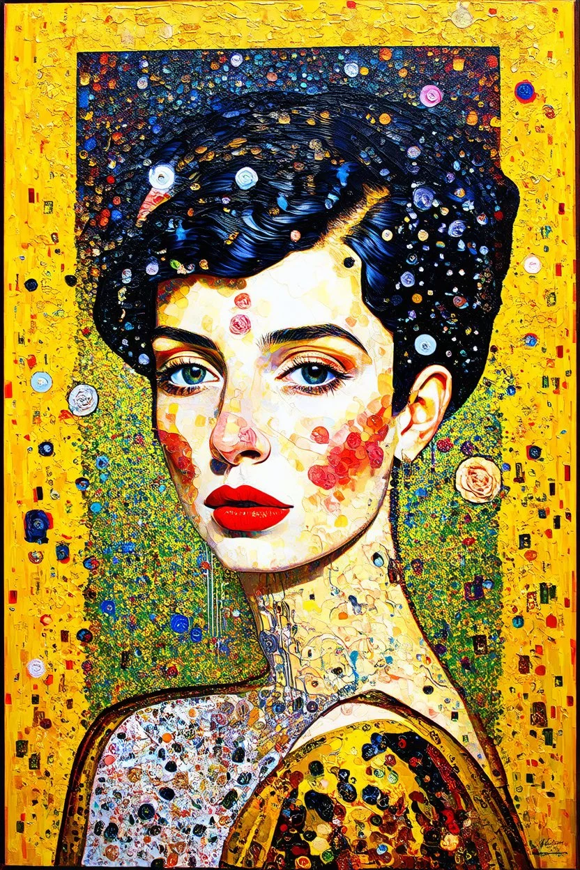 X cannot exist without 0; Post-Modern Celestial Pop Art with surreal elements; Gustav Klimt inspired painting.