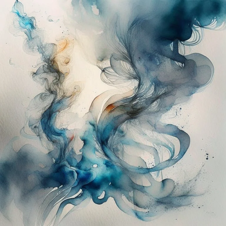 Create an artwork where wisps of smoke gracefully intertwine, forming organic patterns that traverse the canvas, watercolour sketch