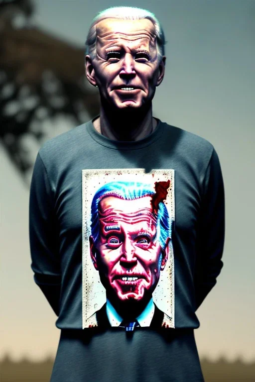 realistic image, joe biden zombie, arm cut and bleeding, night, walking with a limp, waist up view, dark ambient, highly detailed, sky background, concept art, unreal engine 5, god rays, ray tracing, RTX, lumen lighting, ultra detail, volumetric lighting, 3d, finely drawn, high definition, high resolution.