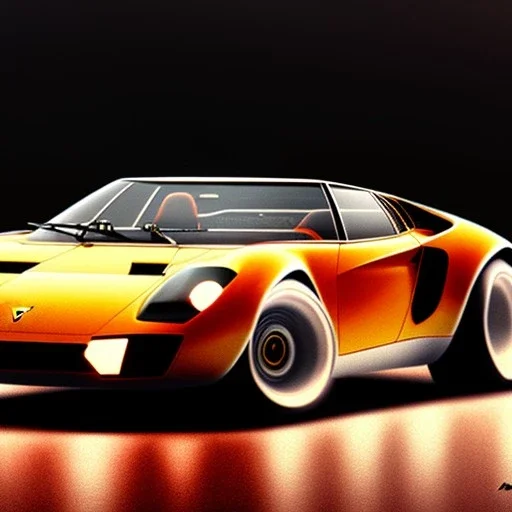 fullbody Drawing of 'Lamborghini Miura',intricate detail,andrea bonelli,Kilian Eng,Ohrai,evan lee,three quarters frontal aerial view,toned colors,16k