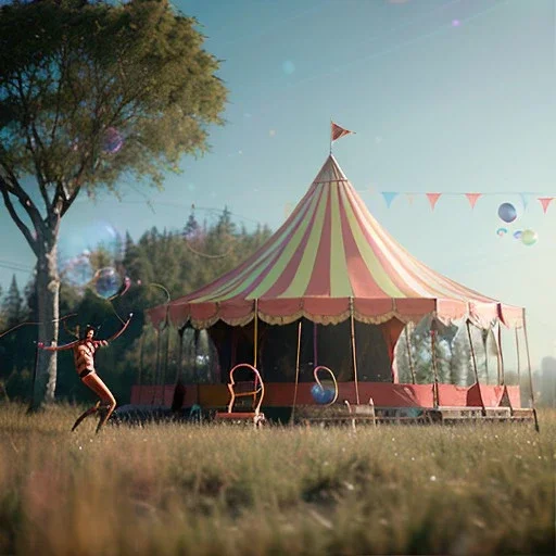 Ultra realistic circus scene. dancer man. night, smooth color, waist up view, Wes Anderson style, happy, bubbles, butterflys, dark ambient, highly detailed, concept art, unreal engine 5, god rays, ray tracing, RTX, lumen lighting, ultra detail, volumetric lighting, 3d, finely drawn, high definition, high resolution.