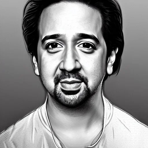 high-quality, fine-detail close-up pen and pencil sketch of Lin-Manuel Miranda, portrait, 8k resolution, intricate, digital art, detailed matte painting, photorealistic, volumetric lighting, Rafael Augusto, Juan Francisco Casas, Anne Dittman, Anne Stokes, greg rutowski