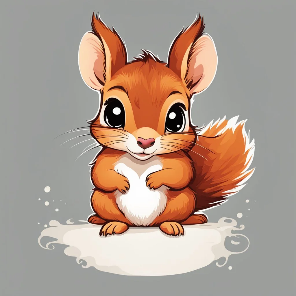 Cute squirrel with adorable eyes / t-shirt design / clear lines