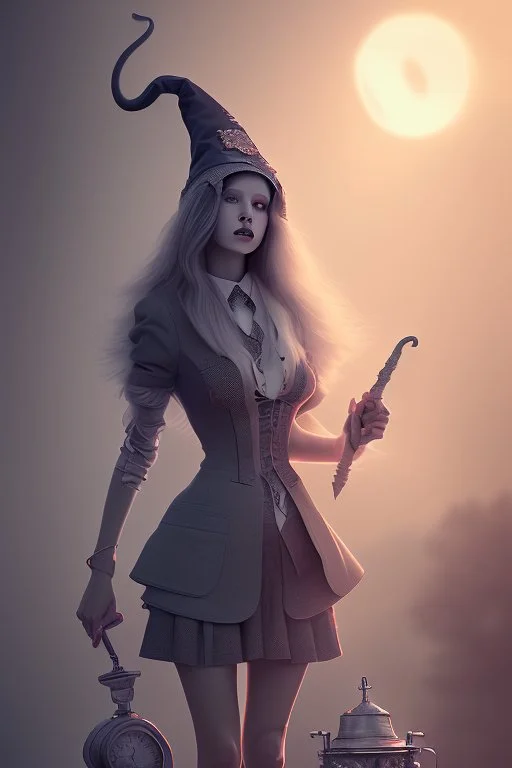 cute witch with broken leg in hospital, realism, depth of field, professional photo,all colors and grey
