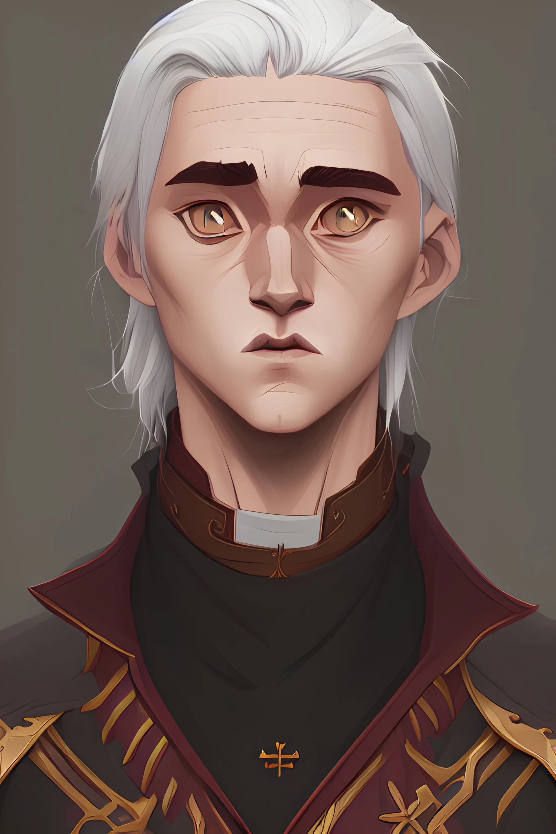 draw Aemond Targaryen from the House of the Dragon dressed as a Catholic priest