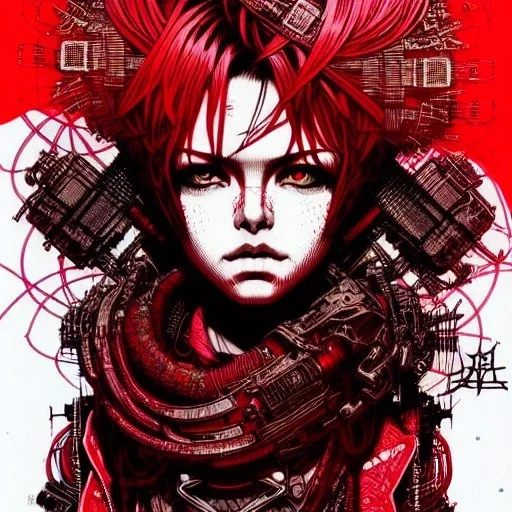 beautiful punk girl, hyper detailed, intricately detailed, illustration by <kilian eng> <Yoji Shinkawa>, darkred tones,