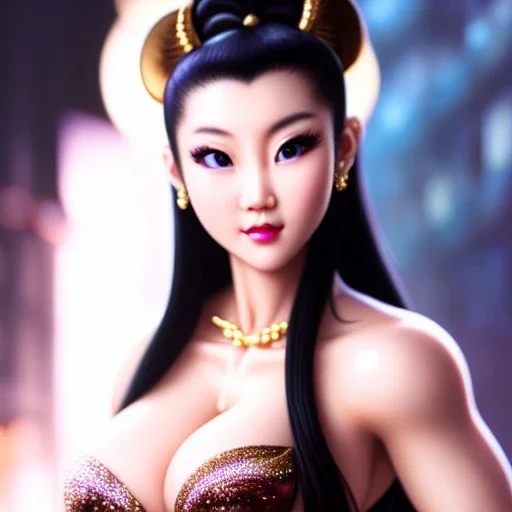 Ultra detailed fullbody Portrait in oil on canvas of beautiful busty Chun-Li,extremely detailed digital painting,ultrarealistic skin,intense stare, extremely detailed face, crystal clear eyes, mystical colors ,perfectly centered image, perfect composition, rim light, beautiful lighting,masterpiece ,8k, stunning scene, raytracing, anatomically correct, in the style of uncannyknack and Ohrai Noriyoshi and robert e howard and Steve Jung and Wizyakuza.