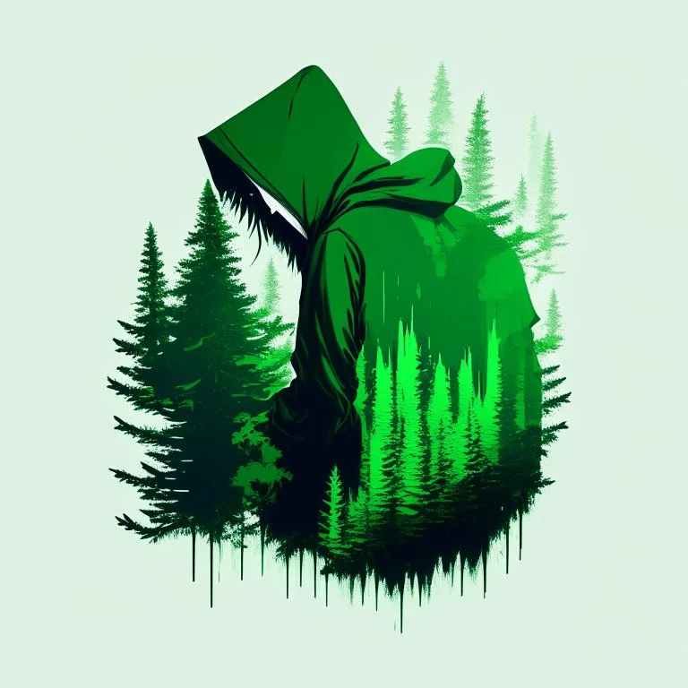 green, minimalistic, banner, beautiful, drawing, art, forest, full, png