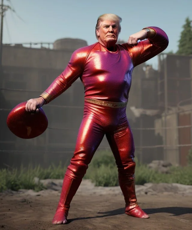 Photo realistic, Wrestler Donald trump, wrestling, American shot, sweat, blood, red breeches, suspenders, retro style, 80s, hot ambient, photo studio, vibrant color, gradient, highly detailed, art stations, concept art, smooth, unreal engine 5, god rays, ray tracing, RTX, lumen lighting, ultra detail, volumetric lighting, 3d, finely drawn, high definition, high resolution.