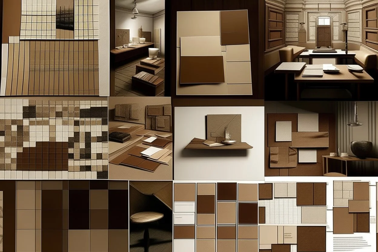 mood board for architectural graduation project and its a museum and the colors are brown