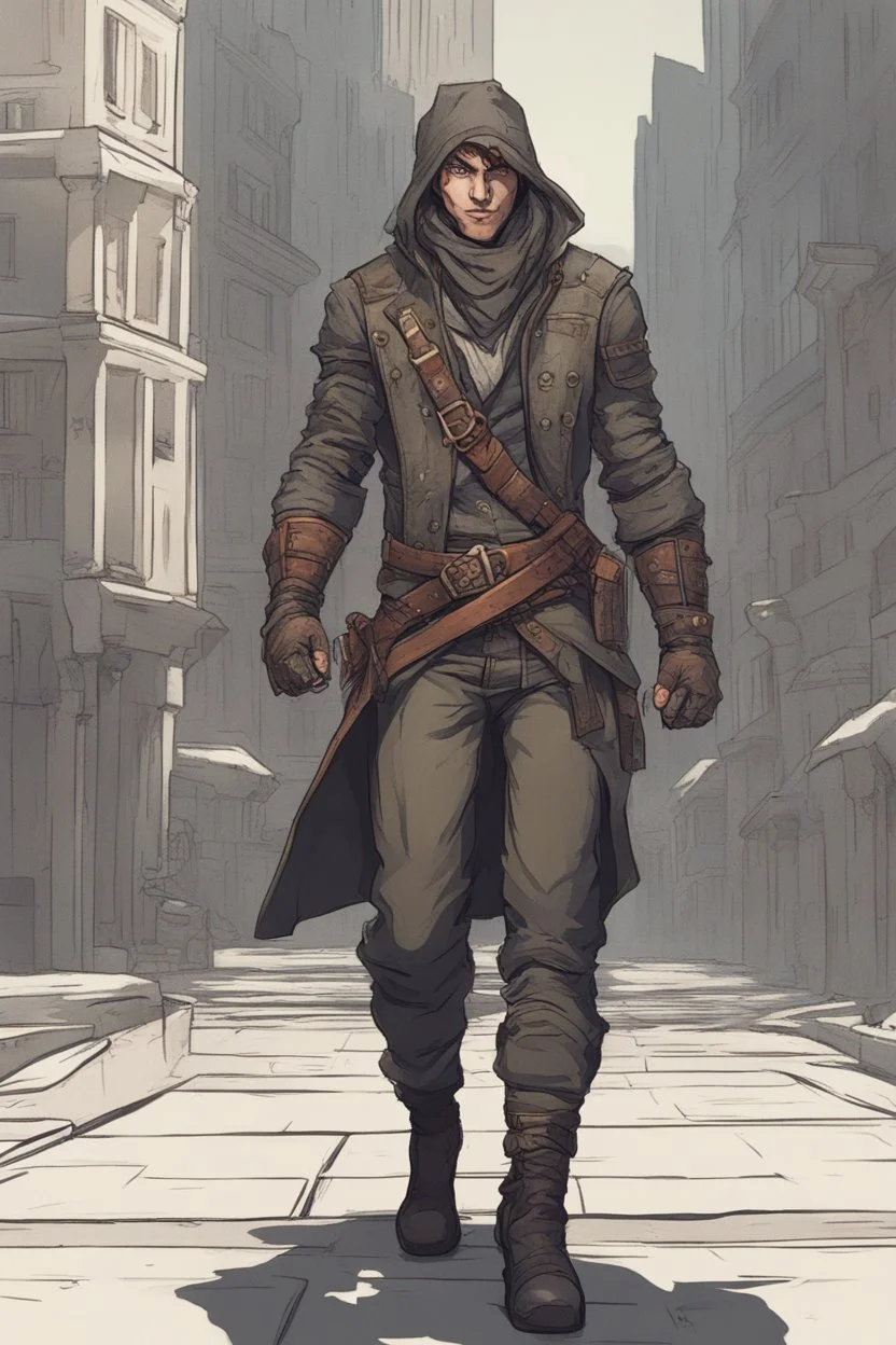 male human rogue adventurer in a city