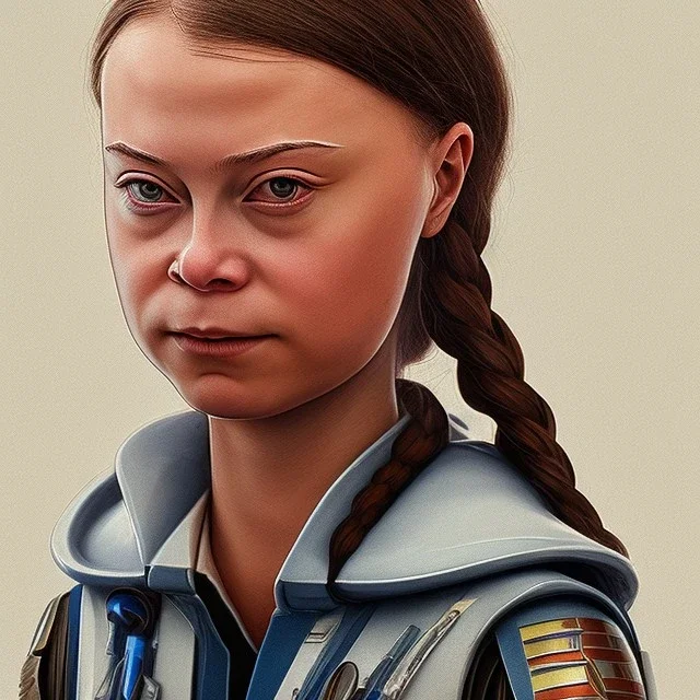 portrait of Greta Thunberg star wars