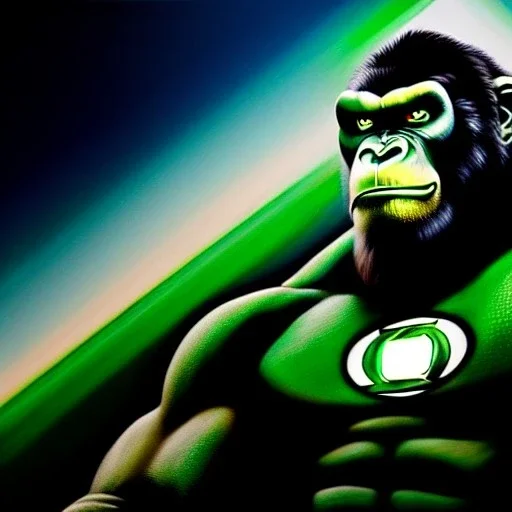 Ultra detailed fullbody Portrait in oil on canvas of king kong merges with Green Lantern with armor,intense stare,extremely detailed digital painting, extremely detailed face,crystal clear Big eyes, mystical colors ,perfectly centered image, perfect composition, rim light, beautiful lighting,masterpiece,8k, stunning scene, raytracing, anatomically correct, in the style of robert e howard and Ken Kelley and Ohrai Noriyoshi and Simon Bisley and tomzj1