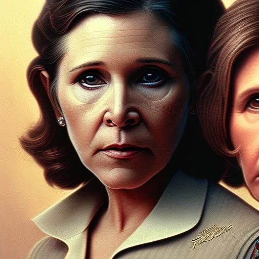 old carrie fisher embracing harrison ford, waist up portrait, photorealistic faces, intricate, oil on canvas, masterpiece, expert, insanely detailed, 4k resolution, cinematic smooth, intricate detail , soft smooth lighting, soft pastel colors,