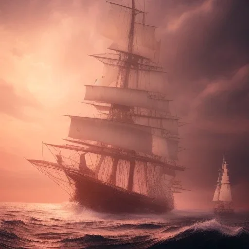 photo of a ultra realistic sailing ship, dramatic light, pale sunrise, cinematic lighting, battered, low angle, trending on artstation, 4k, hyper realistic, focused, extreme details, unreal engine 5, cinematic, masterpiece, art by studio ghibli, intricate artwork by john william turner