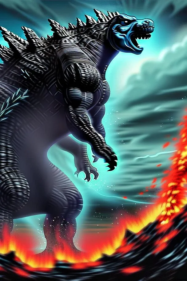 Godzilla fighting the annunaki