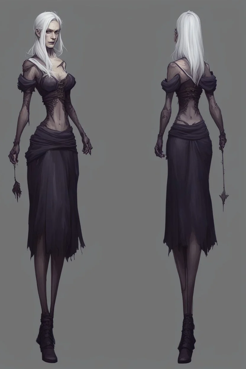 witch necromancer female dress turnaround